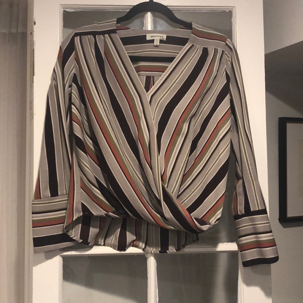 Striped surplice top